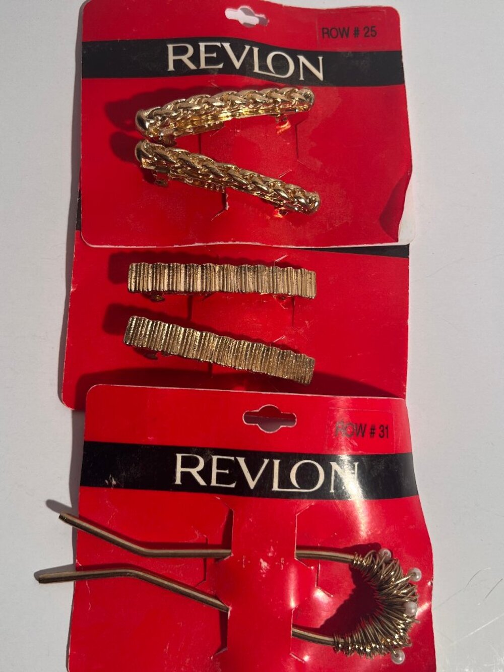 Vintage Revlon Gold Tone Hair Barrette & Hair Pin Lot New Old Stock